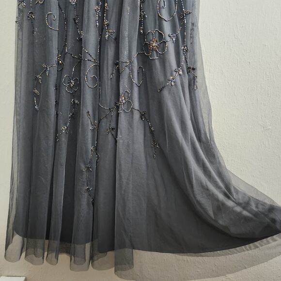 NWT Pisarro Nights Beaded Sequin Mesh Gown with Matching Jacket - Grey (Size 10) - Picture 10 of 16